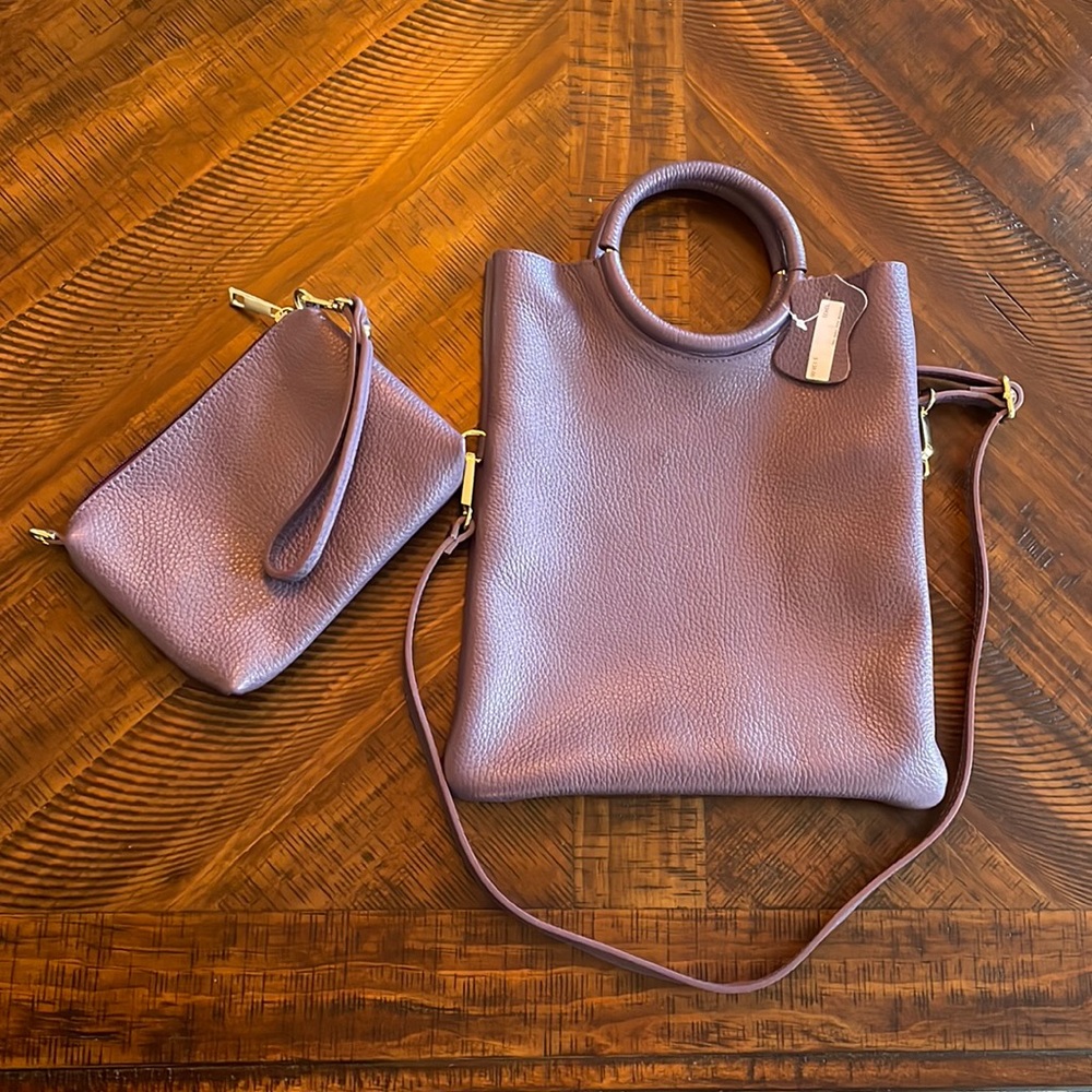 NWT Leather Bag with Wristlet/Wallet